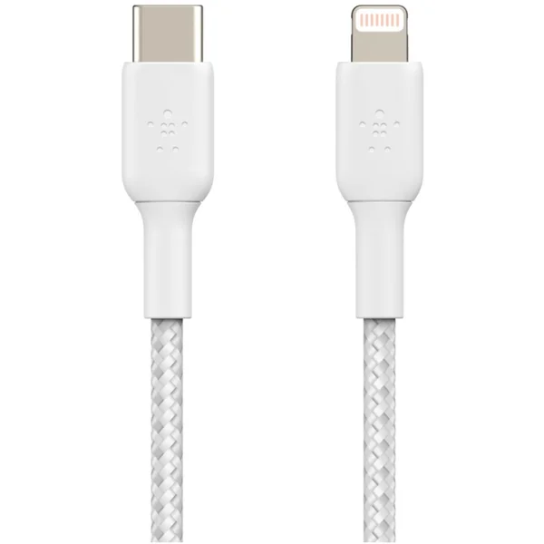 Belkin BOOST Charge opletený napájací kábel USB-C/Lightning 2m biely - Káble a redukcie - Obrázok H889400301