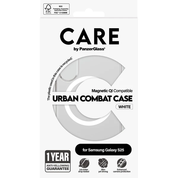 PanzerGlass® CARE kryt Samsung Galaxy S25 Urban Combat číry/biely QI - Puzdra - Obrázok H8FC000J01