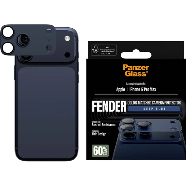 PanzerGlass® FENDER hliníková ochrana fotoaparátu Apple iPhone 17 Pro Max tmavo modrá - Ochranné fólie a sklo - Obrázok H8XL000K01