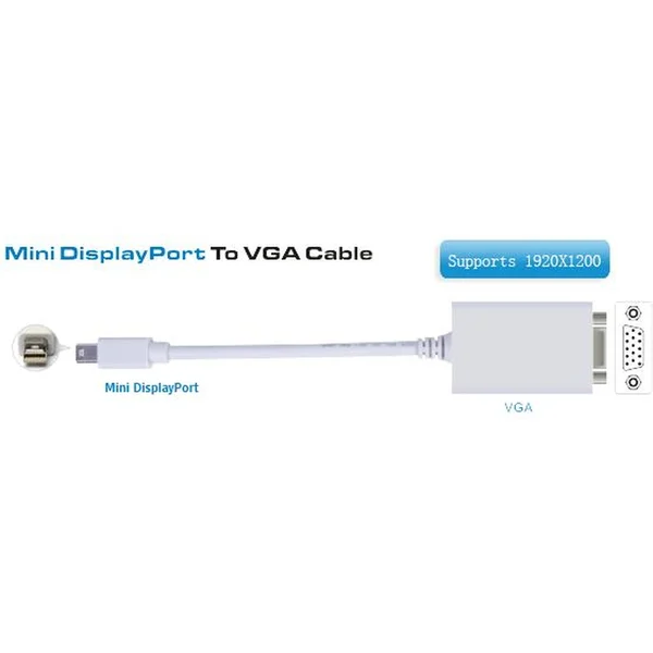 PremiumCord Mini DisplayPort/VGA redukcia biela - Káble a redukcie - Obrázok H9H0000401