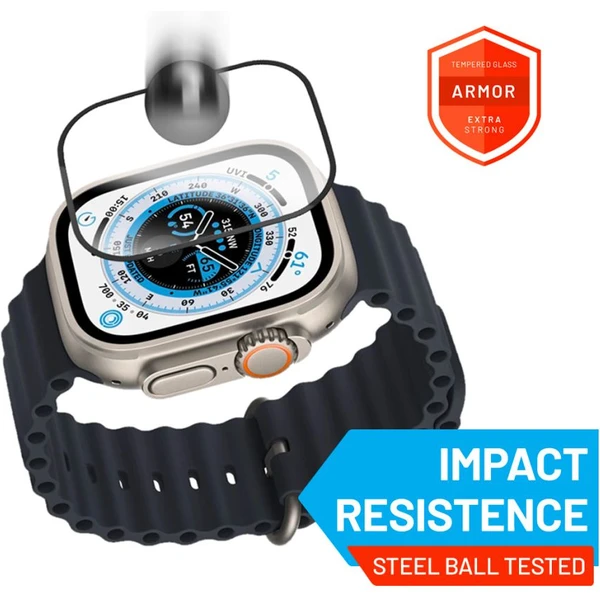 FIXED Armor prémiové tvrdené sklo s aplikátorom Apple Watch Ultra 49mm čierne - Ochranné fólie a sklo - Obrázok H9U1000L01