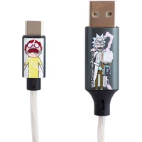 Lazerbuilt Rick & Morty - Šok! USB-A/USB-C svietiaci napájací kábel 10W 1,2m biely - Káble a redukcie