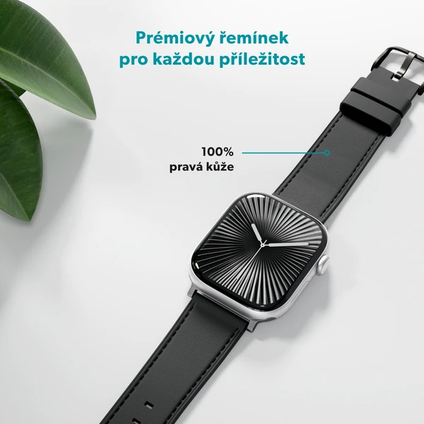 Epico Watch kožený remienok pre Apple Watch 42/44/45/46/49mm čierny - Remienky - Obrázok HAML000K01