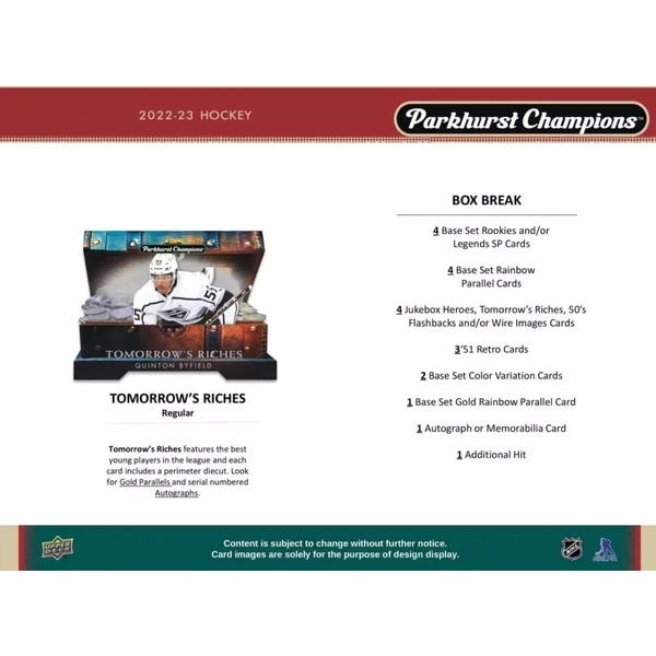Hokejové karty Upper Deck Parkhurst Champions Hockey Hobby Box 2022-23 - Hokejové karty - Obrázok HB43000O01