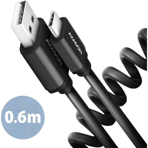 AXAGON TWISTER USB-C/USB-A napájací kábel 0,6 m čierny - Káble a redukcie - Hlavný obrázok