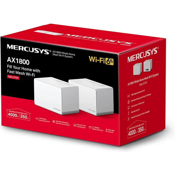 Mercusys Halo H70X mesh systém 2ks biely - Mesh systémy - Obrázok HE76700301