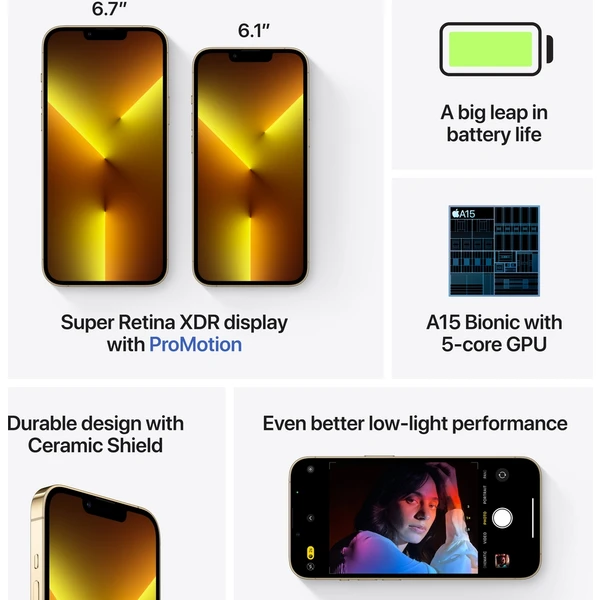 Apple iPhone 13 Pro 1TB zlatý (Kategória B) - Mobilné telefóny - Obrázok HEBS600301