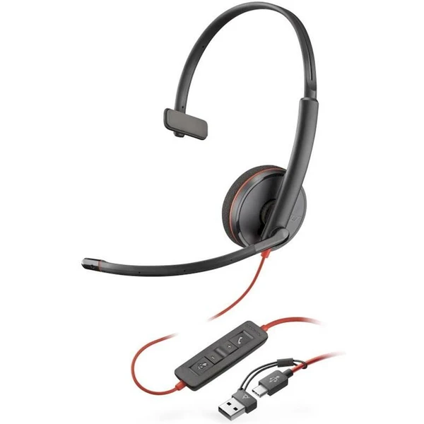 Poly Blackwire 3210 Monaural USB-C Headset +USB-C/A Adapter - Slúchadlá - Hlavný obrázok