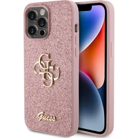 Guess PU Fixed Glitter 4G Metal Logo kryt iPhone 15 Pro Max ružový - Puzdra