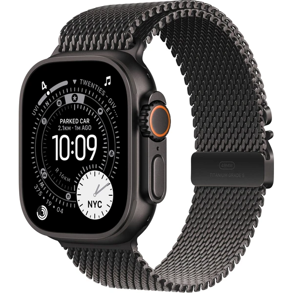 Apple Watch Ultra 3 (2025) 49mm Čierny titán s čiernym titánovým milánskym ťahom S - Inteligentné hodinky - Hlavný obrázok