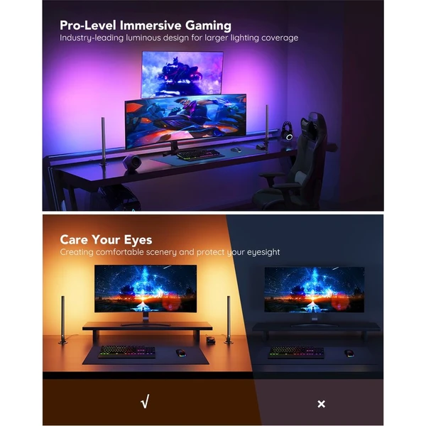 Govee Smart Gaming WiFi LED Panely + Smart Dual ovládač biely - Inteligentné osvetlenie - Obrázok HFQK000K01