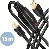 AXAGON ADR-215B USB2.0, A-M->B-M, aktívna predlžka/repeater kábel 15m - Káble a redukcie