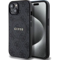 Guess PU Leather 4G Colored Ring MagSafe kryt iPhone 15 čierny - Puzdra
