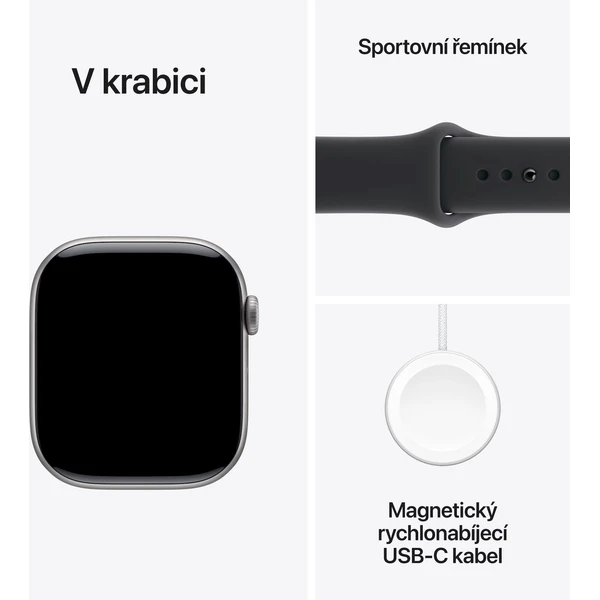 Apple Watch Series 11 Cellular (46mm) Vesmírne šedý hliník s čiernym športovým remienkom M/L - Inteligentné hodinky - Obrázok HGQH000K01
