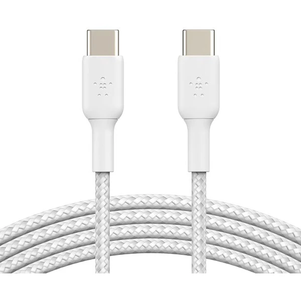 Belkin BOOST Charge opletený USB-C/USB-C napájací kábel 60W 2m biely - Káble a redukcie - Hlavný obrázok
