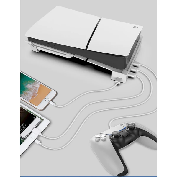iPega P5S008 Horizontálny Stojan s USB HUB pre PS5 Slim/PS5 Pro biely - Stojany - Obrázok HIU0000K01