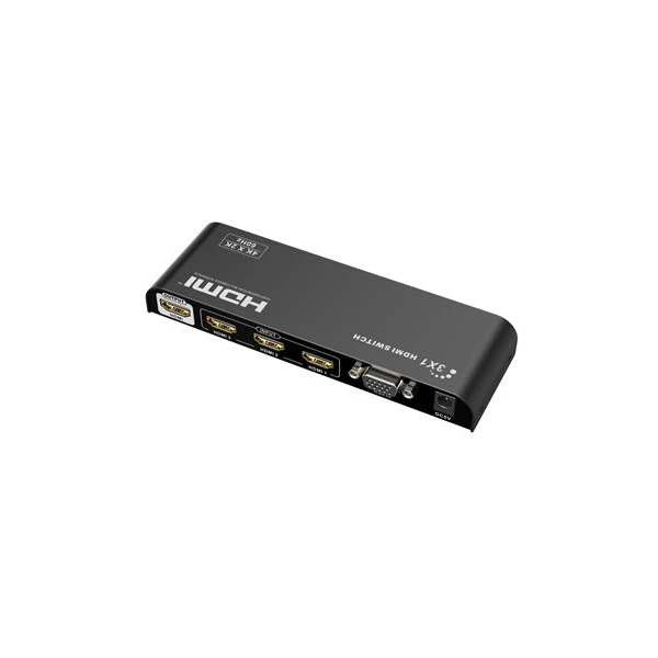 PremiumCord 4Kx2K@60Hz HDMI switch 3:1 kovový s diaľkovým ovládačom a napájacím adaptérom - Ostatné - Hlavný obrázok