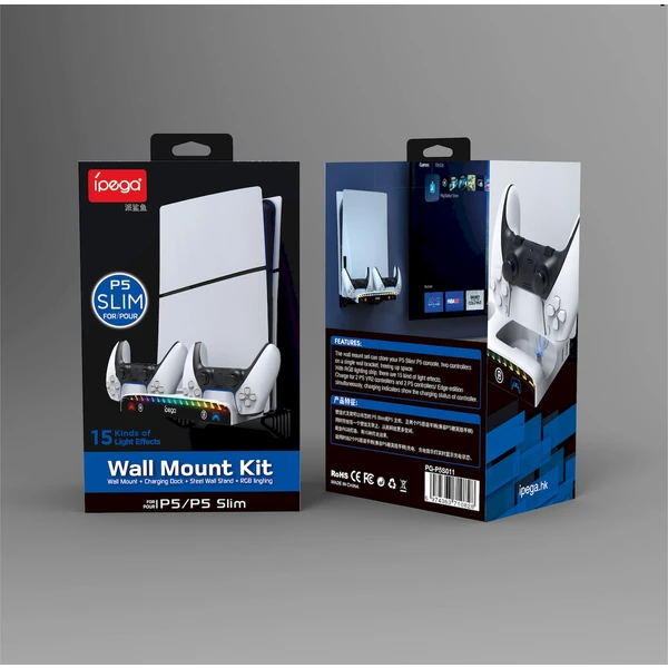 iPega P5S011 Stojan na Stenu pre PS5/PS5 Slim/PS5 Pro s nabíjačkou pre DualSense  - Nabíjačky - Obrázok HJU0000K01