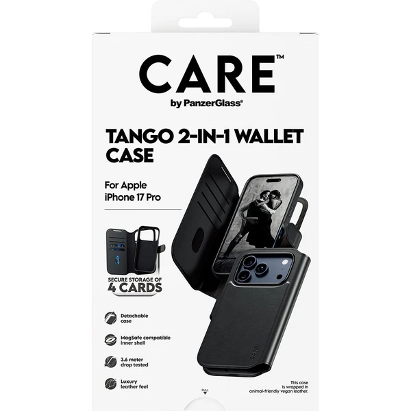 PanzerGlass® CARE Tango 2v1 Wallet púzdro s MagSafe Apple iPhone 17 Pro čierne - Puzdra - Obrázok HOEH000K01