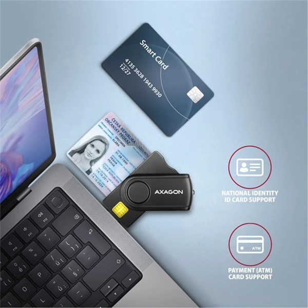 AXAGON CRE-SMP2A, USB-A PocketReader 4-slot čítačka Smart card (eObčanka) + SD/microSD/SIM - Čítačky čipových kariet - Obrázok HOS6000701