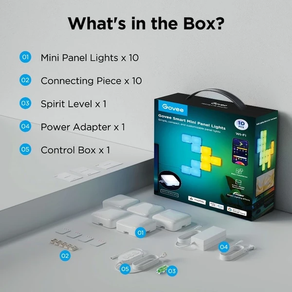 Govee Smart mini RGBIC panely - 10ks - Inteligentné osvetlenie - Obrázok HRKK000K01
