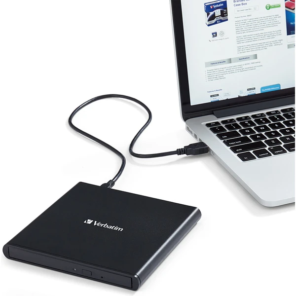 VERBATIM externá mechanika Slimline CD/DVD Writer USB - without NERO - Optické mechaniky - Obrázok HS7N300401