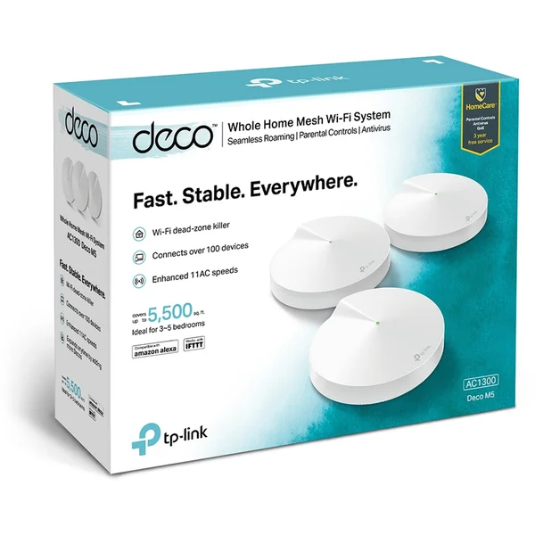 TP-Link Deco M5 mesh systém 3ks biely - Mesh systémy - Obrázok HUYN600301