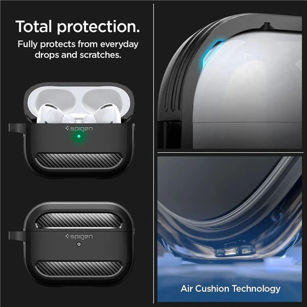 Spigen Rugged Armor puzdro pre AirPods Pro 2 čierne - Puzdra - Obrázok HVK0000N01
