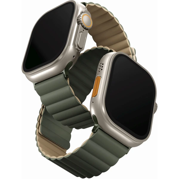 UNIQ Revix obojstranný remienok pre Apple Watch 49/46/45/44/42mm Moss (zelený/béžový) - Remienky - Hlavný obrázok