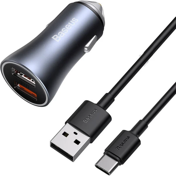 Baseus Golden Contactor Pro 40W USB-C nabíjačka do auta šedá - Nabíjačky - Obrázok HXTL000K01