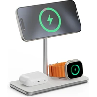 LINQ 3in1 Qi2 Wireless Charging Stand MagSafe nabíjačka strieborná/biela - Nabíjačky