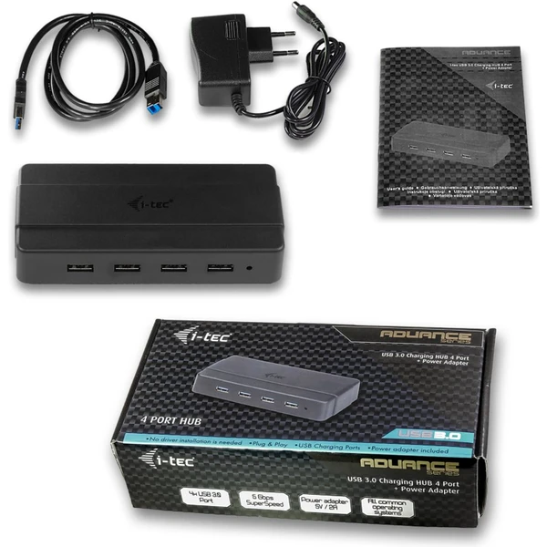 i-tec USB 3.0 Charging HUB - 4port with Power Adapter - USB huby - Obrázok I19B000501