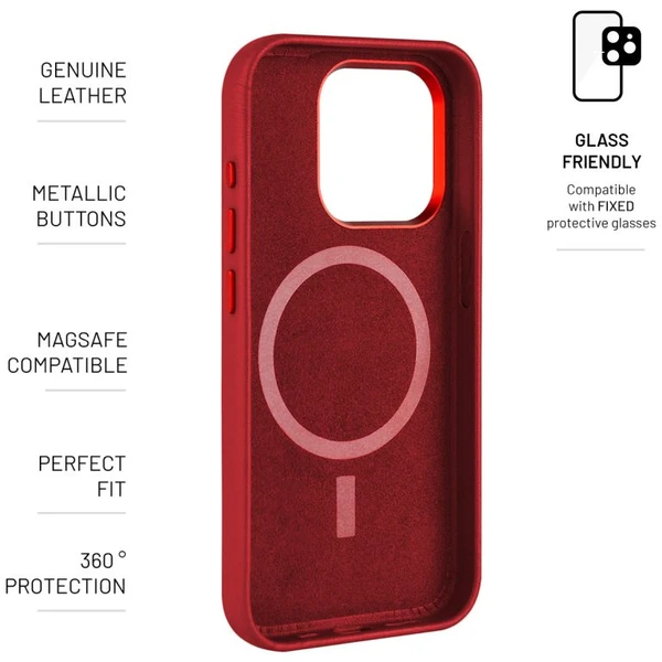 FIXED MagLeather kožený kryt s MagSafe Apple iPhone 15 Pro Max červený - Puzdra - Obrázok I21S100501