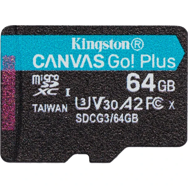 HW Kingston pamäťová karta 64GB Canvas Go Plus micro SDXC 170R A2 U3 V30 + SD adaptér - Pamäťové karty - Obrázok I22X000501