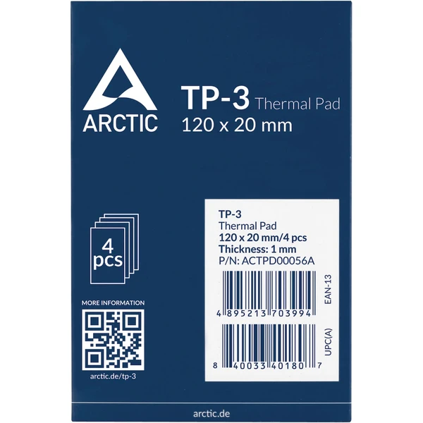 Arctic teplovodivá podložka - TP-3 120 x 20 x 1/4 pack - Chladiče - Obrázok I2P9000O01