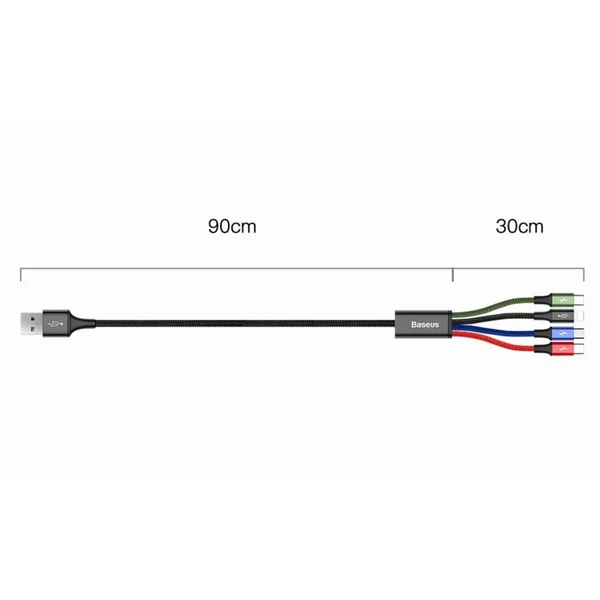 Baseus Fast 4v1 napájací kábel 1,2m čierny - Káble a redukcie - Obrázok I2RR000501