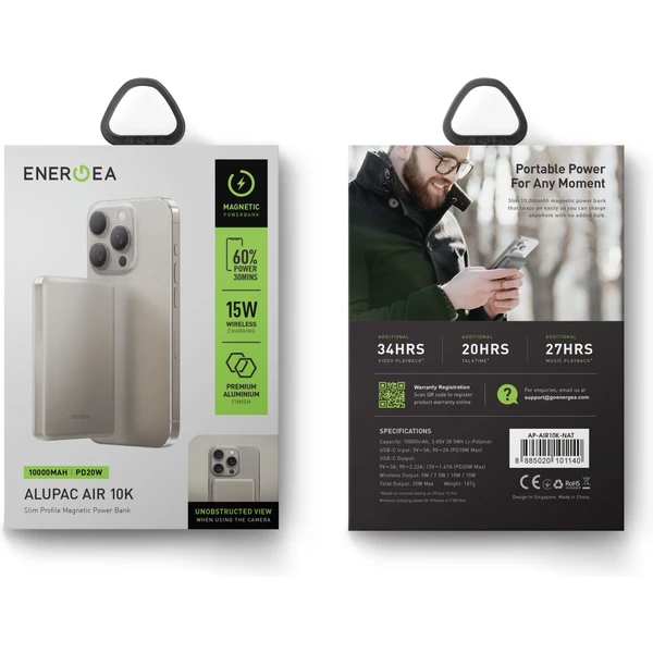 ENERGEA AluPac Air powerbanka s MagSafe, 10000 mAh béžová - Powerbanky - Obrázok I306000L01