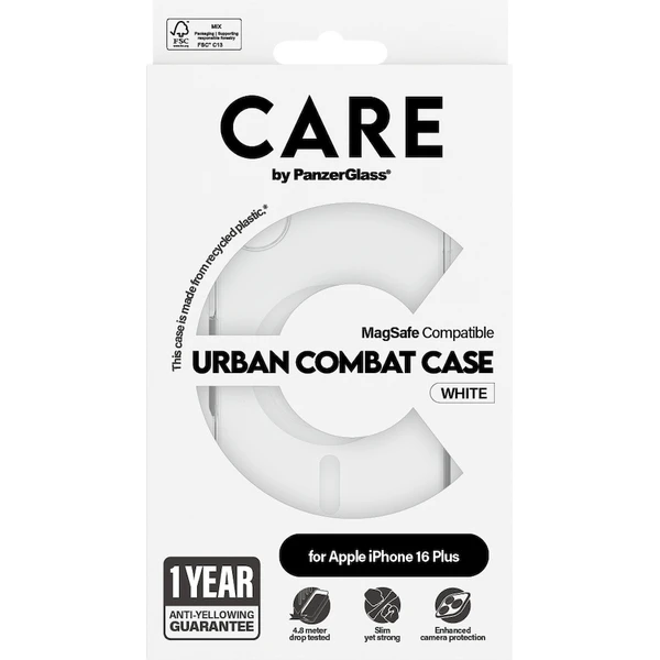 PanzerGlass® CARE kryt Apple iPhone 16 Plus MagSafe Urban Combat číry/biely - Puzdra - Obrázok I308000P01