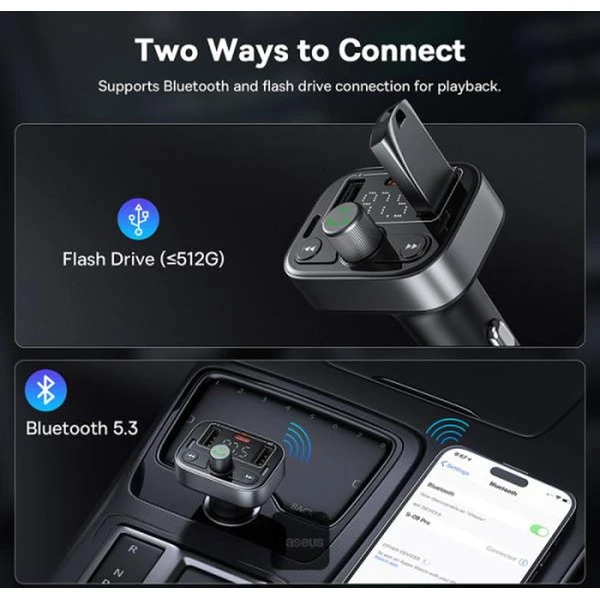 Baseus S09 Pro FM transmitter čierny - FM Transmittery - Obrázok I32R000K01