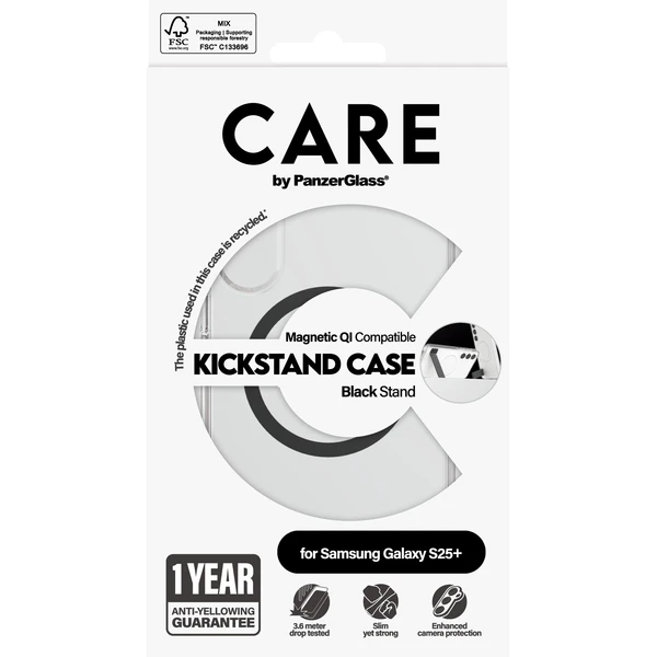 PanzerGlass® CARE kryt Samsung Galaxy S25+ číry/čierny Kickstand & QI - Puzdra - Obrázok I3FC000J01