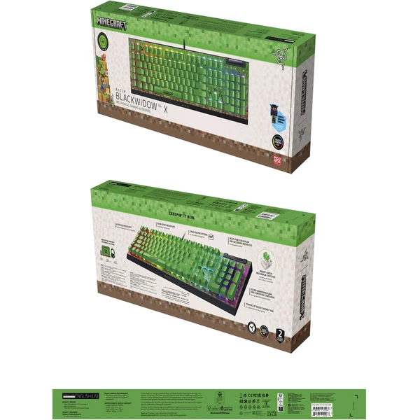 Razer BlackWidow V4 X Green Switch Minecraft Ed. herná klávesnica (US) čierna - Klávesnice - Obrázok I3QD000J01