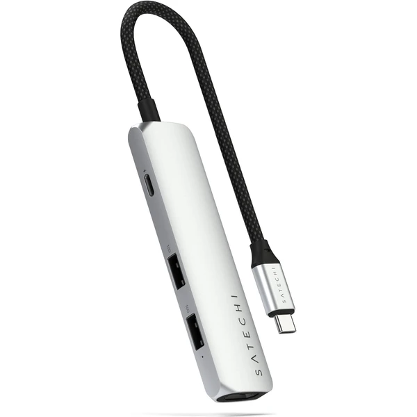 Satechi 4v1 USB-C Slim viacportový adaptér 4K strieborný - USB huby - Hlavný obrázok