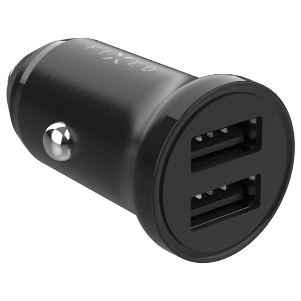 FIXED set autonabíjačky s 2xUSB výstupom a USB/Lightning káblom, 1 meter, Mfi, 15W čierny - Nabíjačky - Obrázok I5O2000P01