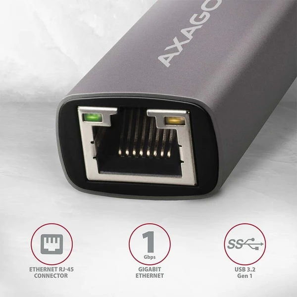 AXAGON ADETR USB A 3.2 Gen 1 Gigabit Ethernet sieťová karta auto inštal titánovo šedá - Sieťové karty - Obrázok I73V000501