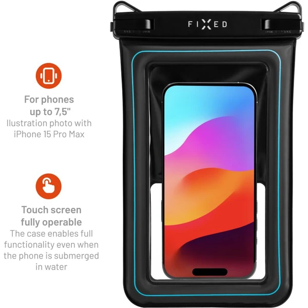 FIXED Float Max vodeodolné plávajúce púzdro na mobil čierne - Puzdra - Obrázok I755000N01