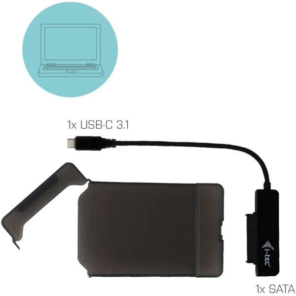 i-tec MYSAFE Easy 2,5" USB-C 3.1 Gen 2 externý box čierny - Externé boxy - Obrázok I7LWE00101