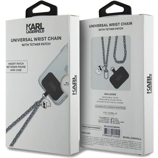 Karl Lagerfeld Strap Wrist Chain Choupette prívesok strieborný - Pútka - Obrázok I7X4000701