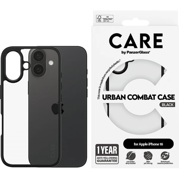 PanzerGlass® CARE kryt Apple iPhone 16 Urban Combat čierny - Puzdra - Obrázok I808000P01