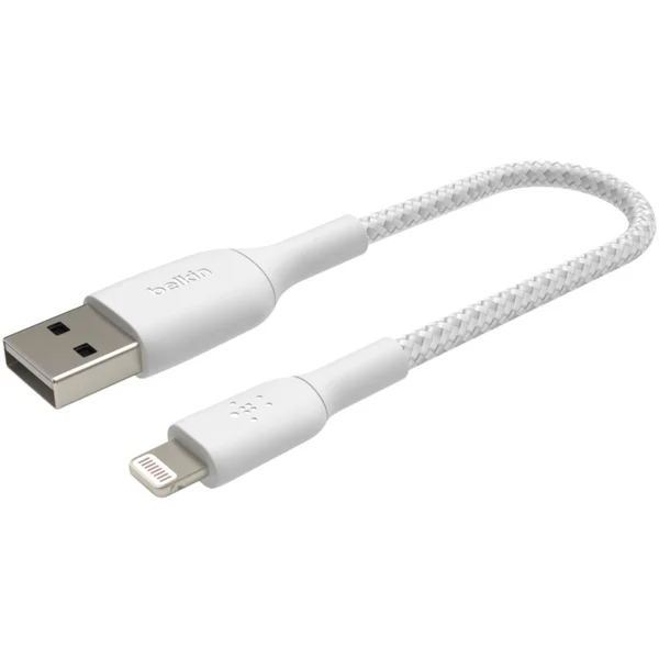 Belkin BOOST Charge Braided Lightning/USB-A odolný kábel, 15cm, biely - Káble - Hlavný obrázok