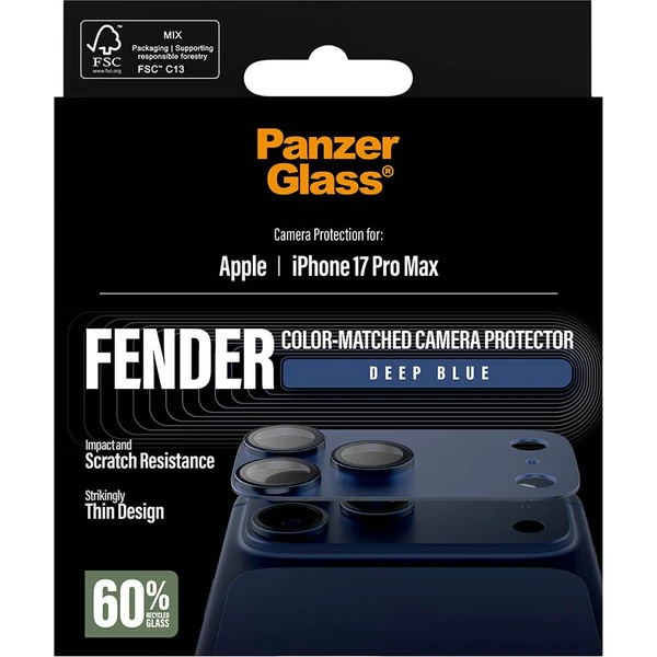 PanzerGlass® FENDER hliníková ochrana fotoaparátu Apple iPhone 17 Pro Max tmavo modrá - Ochranné fólie a sklo - Obrázok I8XL000K01